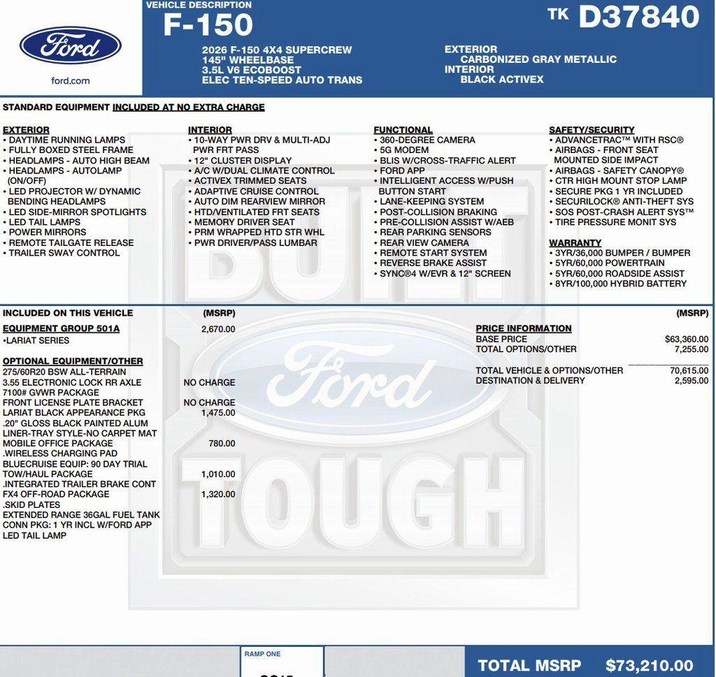 New 2026 Ford F150 Lariat w/ Equipment Group 501A Mid image 2