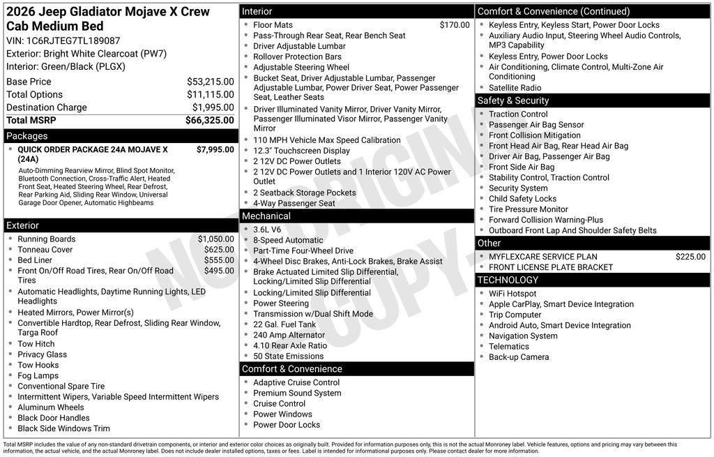 New 2026 Jeep Gladiator Mojave AWD/4WD image 4