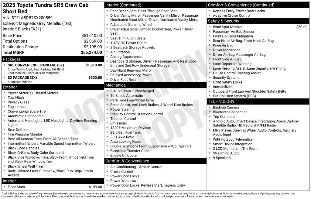 Used 2025 Toyota Tundra SR5 w/ SR5 Convenience Package AWD/4WD image 3
