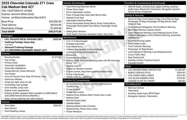 New 2025 Chevrolet Colorado Z71 w/ LPO, Tailgate Decal Package image 4