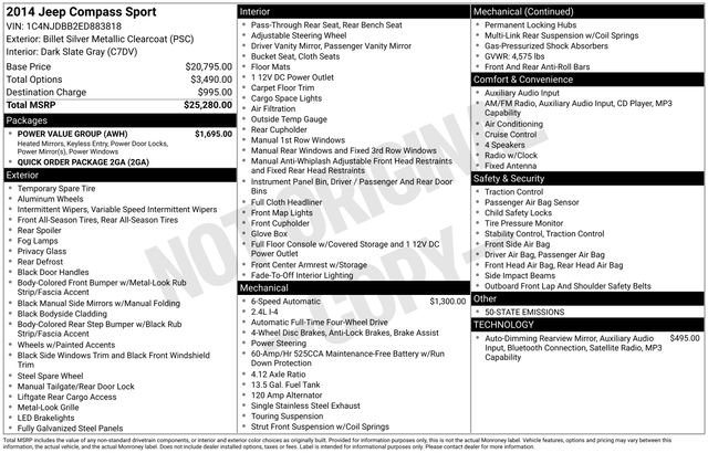 Used 2014 Jeep Compass Sport w/ Power Value Group AWD/4WD image 10