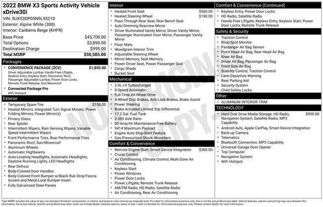 Used 2022 BMW X3 xDrive30i w/ Convenience Package image 48