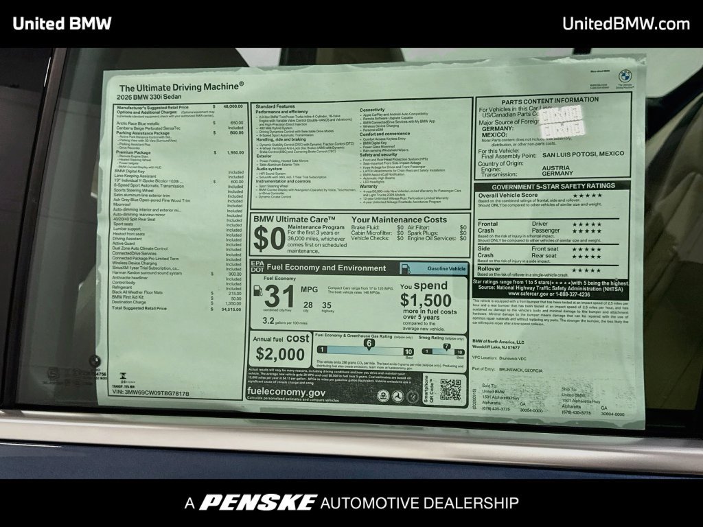 New 2026 BMW 330i Sedan w/ Premium Package RWD image 22