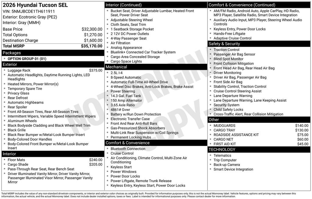 New 2026 Hyundai Tucson SEL AWD/4WD image 3