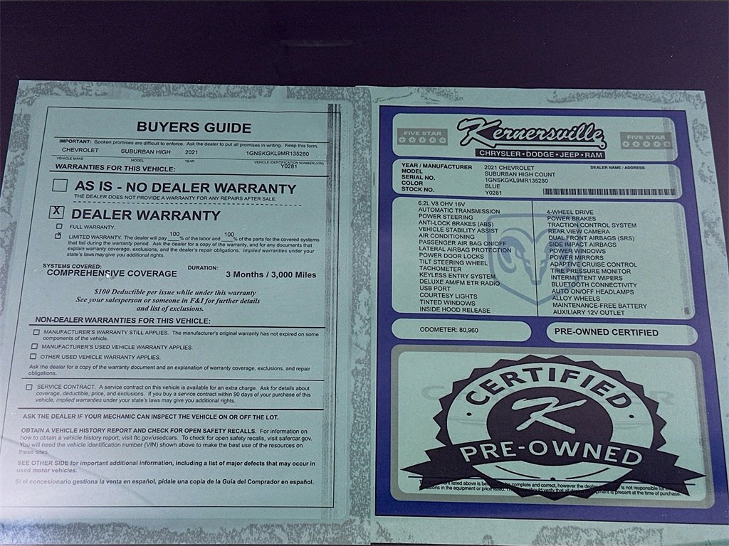 Used 2021 Chevrolet Suburban High Country w/ Premium Package image 38