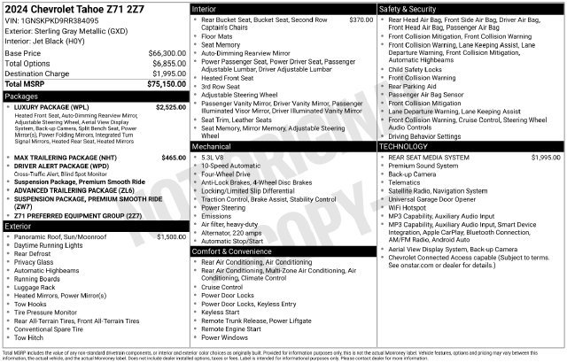 Used 2024 Chevrolet Tahoe Z71 w/ Luxury Package AWD/4WD image 30