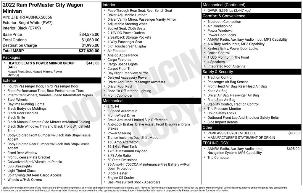 Used 2022 RAM ProMaster City Base image 50