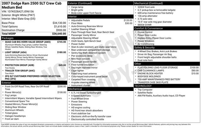 Used 2007 Dodge Ram 2500 Truck SLT w/ Quad Cab Big Horn Value Group image 23