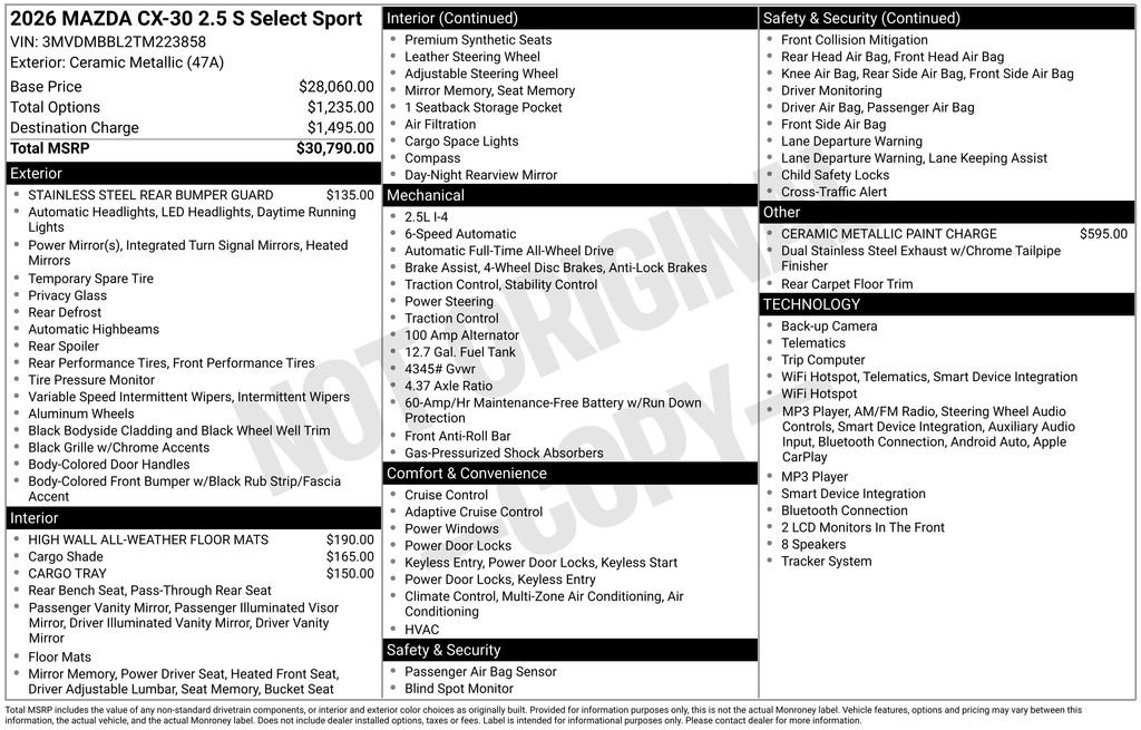 New 2026 MAZDA CX-30 AWD 2.5 S w/ Select Sport Pkg image 4