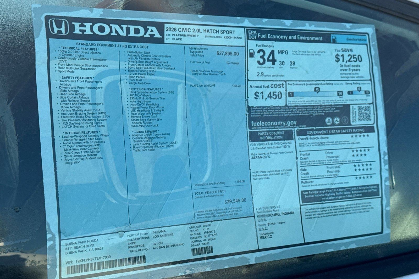 New 2026 Honda Civic Sport image 31