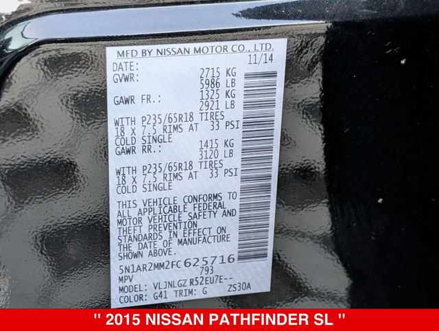 Used 2015 Nissan Pathfinder SL w/ SL Tech Package AWD/4WD image 39