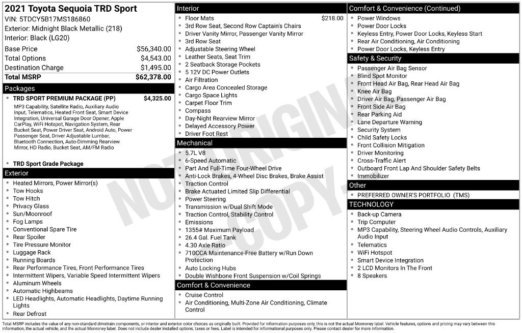 Used 2021 Toyota Sequoia TRD Sport w/ TRD Sport Premium Package AWD/4WD image 31