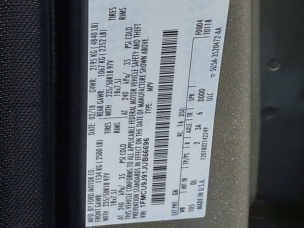 Certified 2018 Ford Escape Titanium w/ Ford Safe & Smart Package image 27