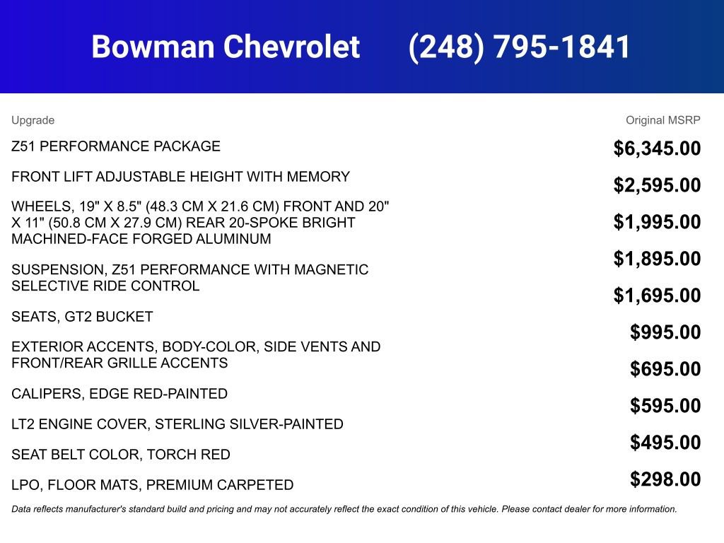 New 2026 Chevrolet Corvette Stingray Preferred Cpe w/ Z51 Performance Package image 5