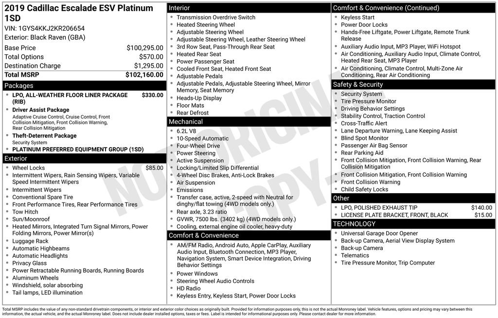 Used 2019 Cadillac Escalade ESV Platinum AWD/4WD image 49