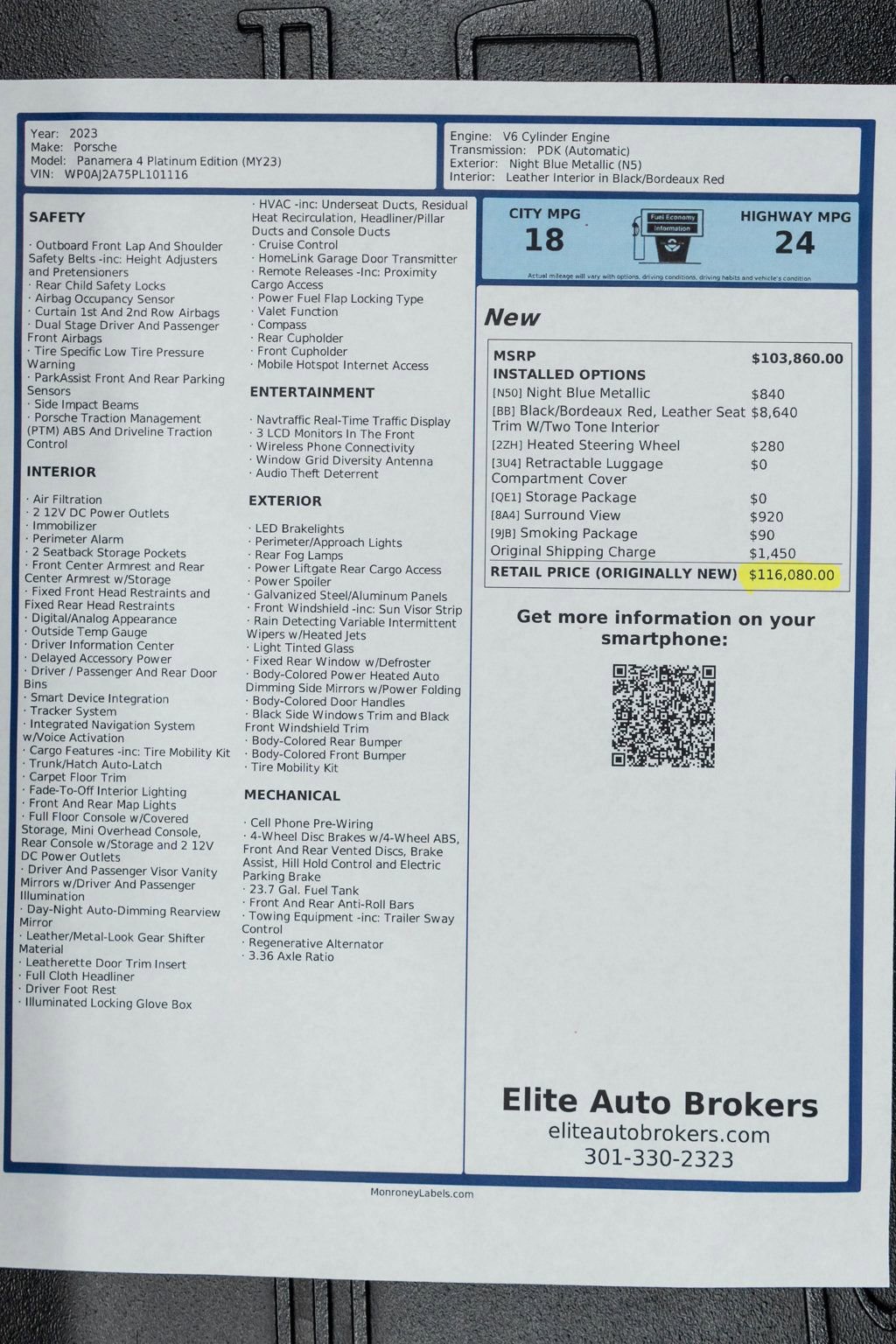 Used 2023 Porsche Panamera 4 Platinum Edition w/ Smoking Package image 50