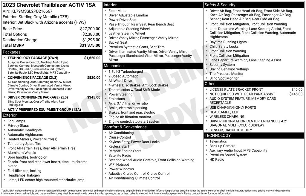 Used 2023 Chevrolet TrailBlazer ACTIV w/ Technology Package image 2