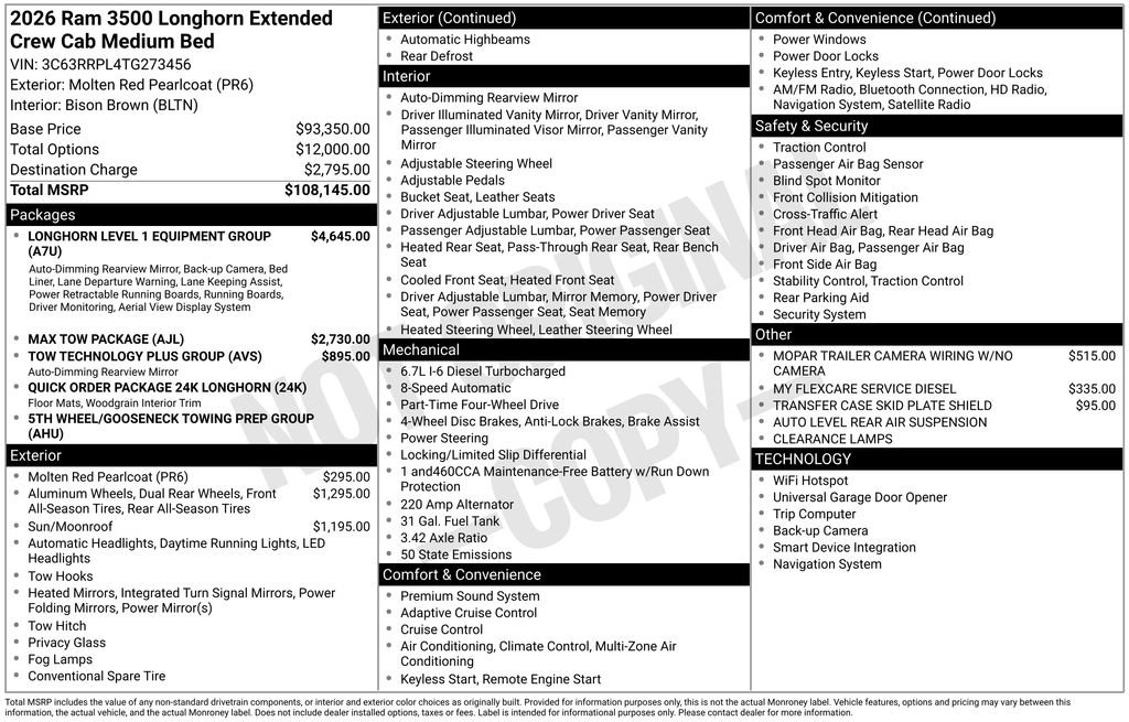 New 2026 RAM 3500 Longhorn AWD/4WD image 5