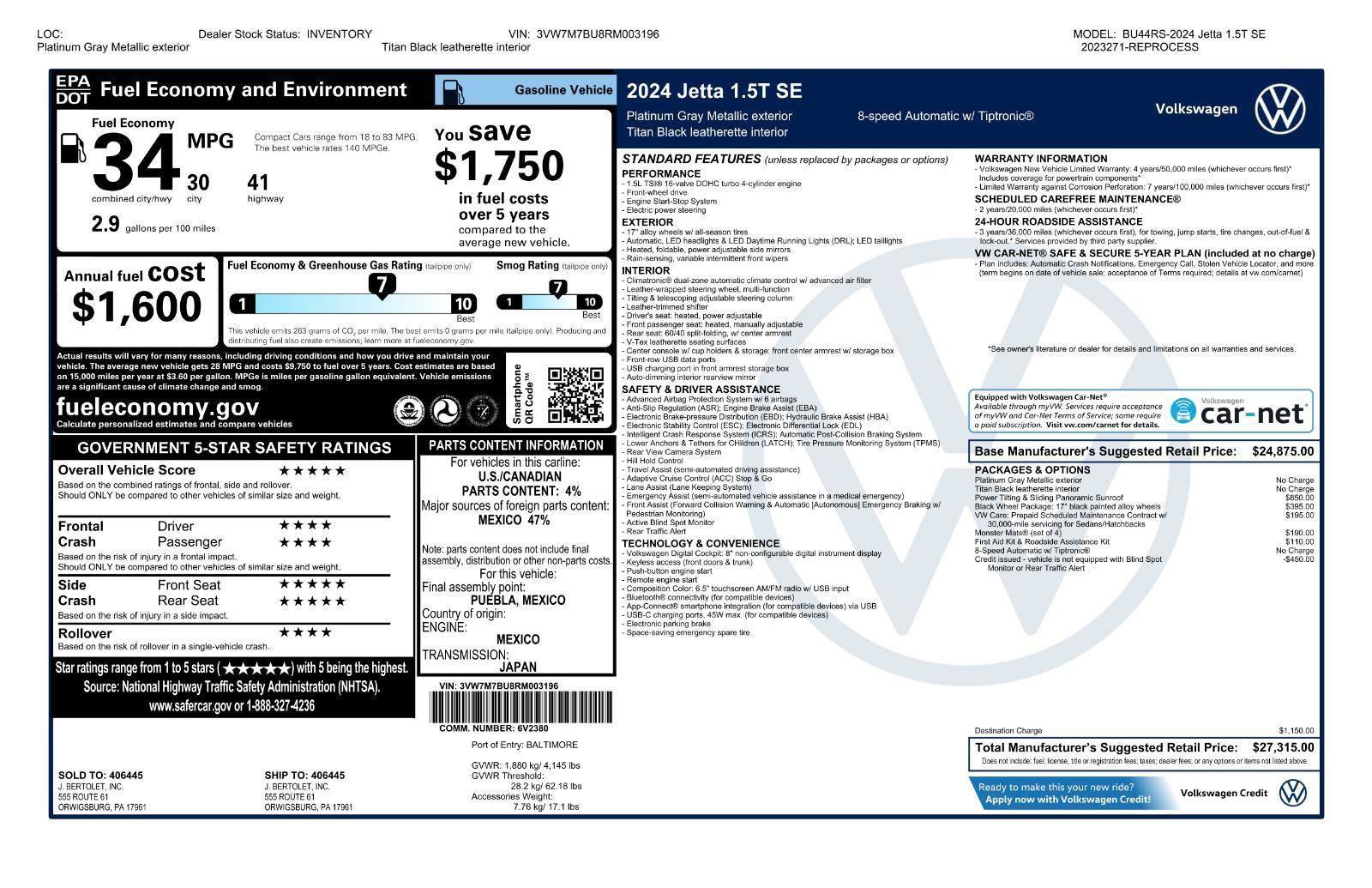 Certified 2024 Volkswagen Jetta SE image 45