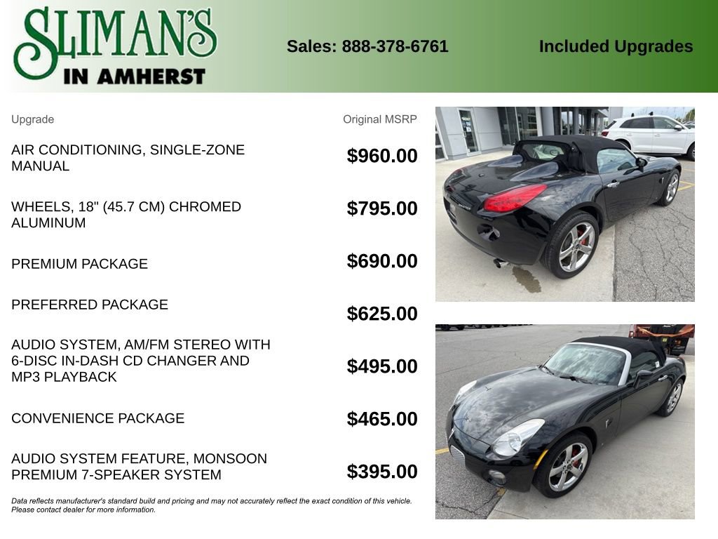 Used 2007 Pontiac Solstice Convertible w/ Premium Package RWD image 10