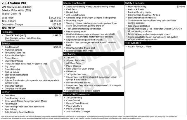 Used 2004 Saturn Vue AWD V6 w/ Comfort Pkg image 4