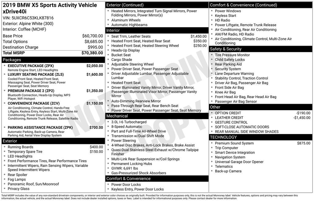 Used 2019 BMW X5 xDrive40i w/ Executive Package image 2