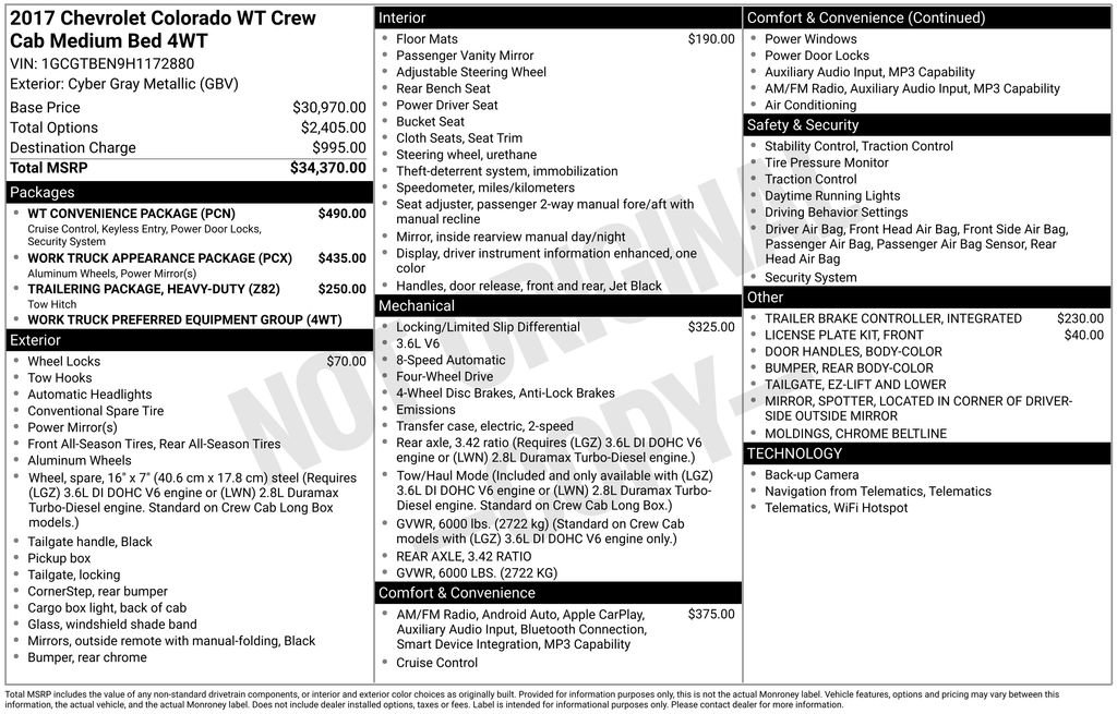 Used 2017 Chevrolet Colorado W/T w/ WT Convenience Package AWD/4WD image 11