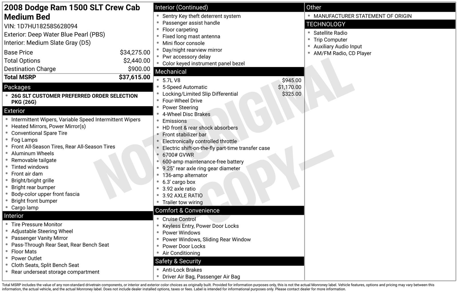Used 2008 Dodge Ram 1500 Truck SLT image 1