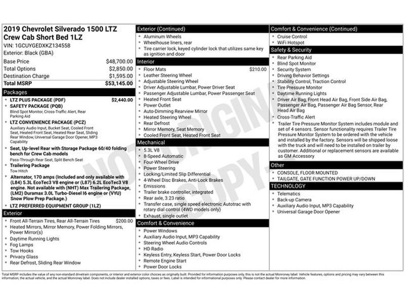 Used 2019 Chevrolet Silverado 1500 LTZ w/ LTZ Plus Package image 67