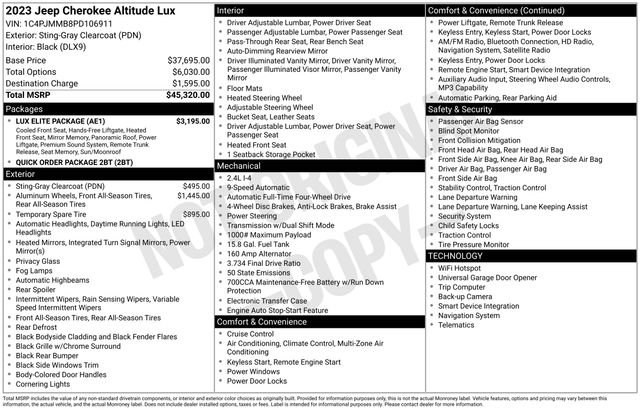Used 2023 Jeep Cherokee Altitude Lux w/ Lux Elite Package AWD/4WD image 28