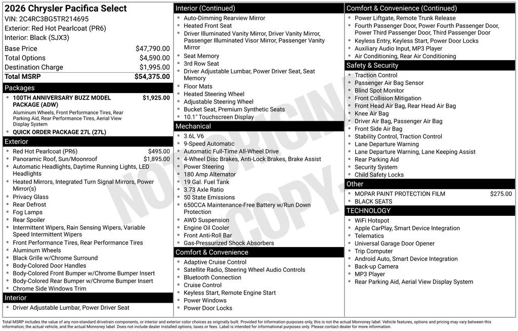 New 2026 Chrysler Pacifica Select AWD/4WD image 6
