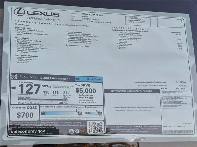 New 2026 Lexus ES 350e FWD image 17