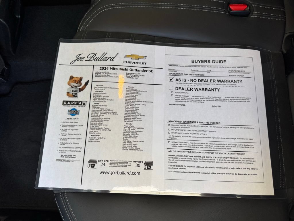 Used 2024 Mitsubishi Outlander SE AWD/4WD image 38