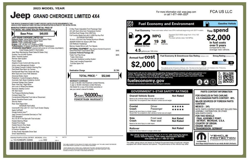 Certified 2023 Jeep Grand Cherokee Limited w/ Trailer Tow Prep Group (B) AWD/4WD image 3