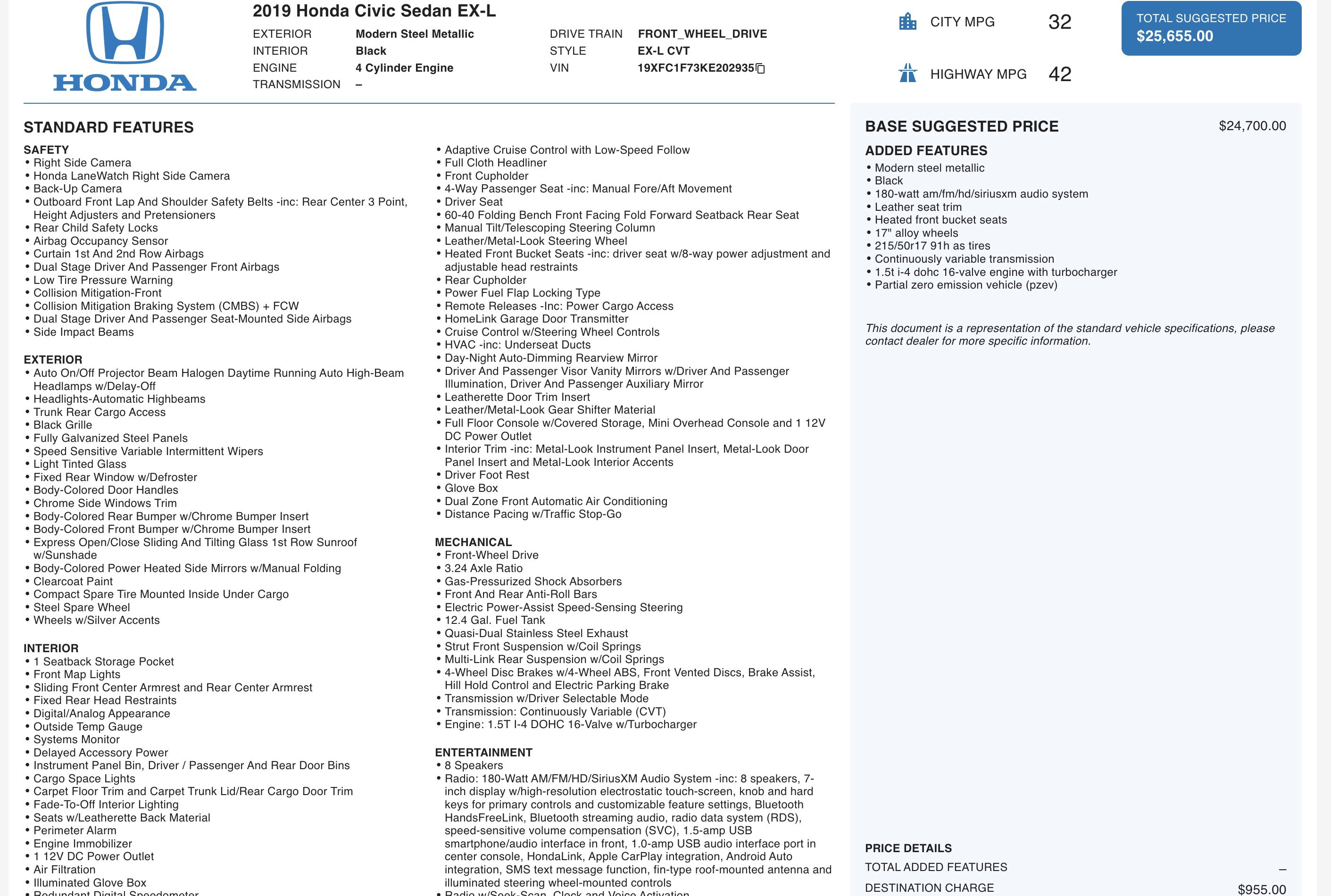 Used 2019 Honda Civic EX-L image 5