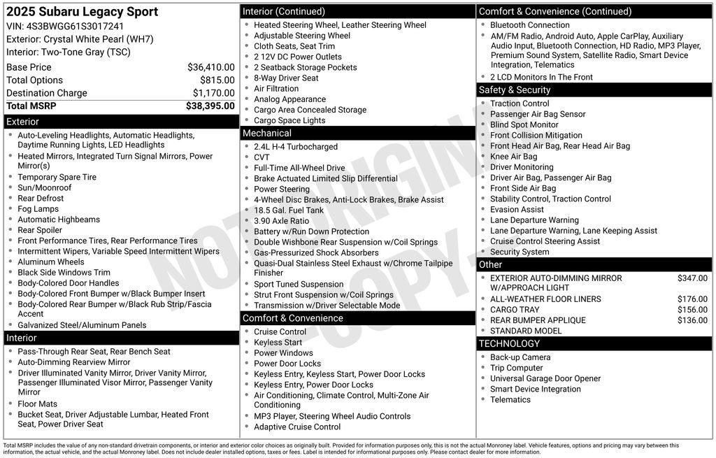 Used 2025 Subaru Legacy Sport image 40
