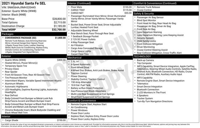 Used 2021 Hyundai Santa Fe SEL w/ Convenience Package FWD image 35