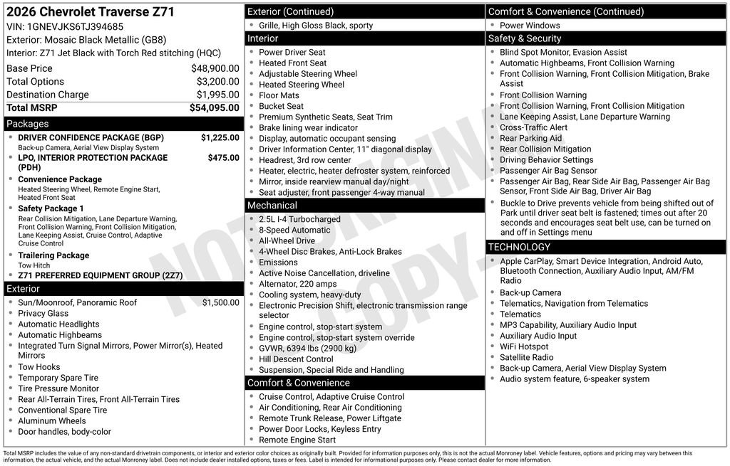 New 2026 Chevrolet Traverse Z71 w/ Driver Confidence Package AWD/4WD image 31
