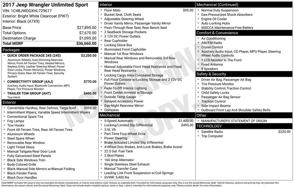 Used 2017 Jeep Wrangler Unlimited Sport w/ Quick Order Package 24S image 5