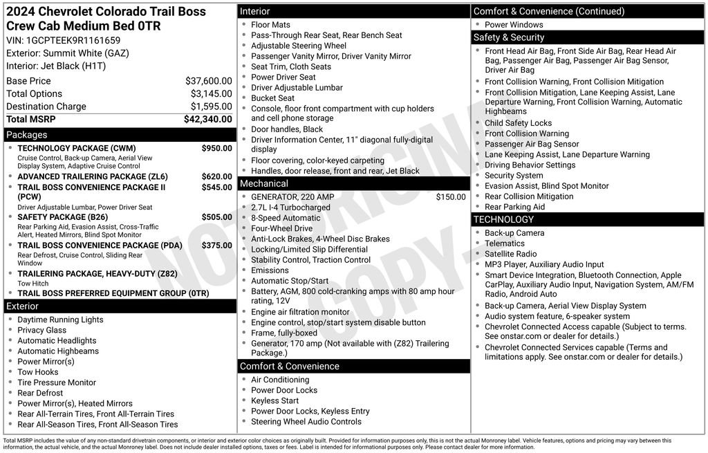 Used 2024 Chevrolet Colorado Trail Boss w/ Technology Package AWD/4WD image 3
