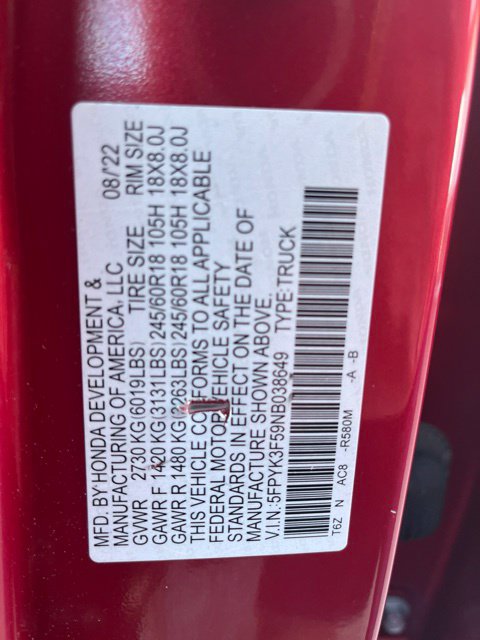 Used 2022 Honda Ridgeline RTL image 27