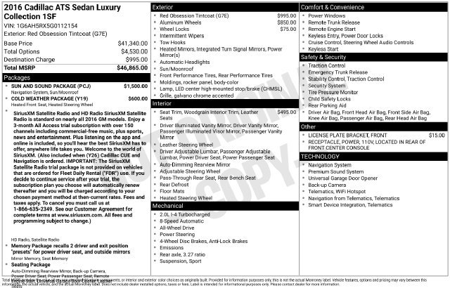Used 2016 Cadillac ATS Luxury w/ Sun And Sound Package AWD/4WD image 36