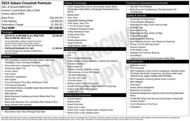 Certified 2024 Subaru Crosstrek 2.0i Premium AWD/4WD image 36