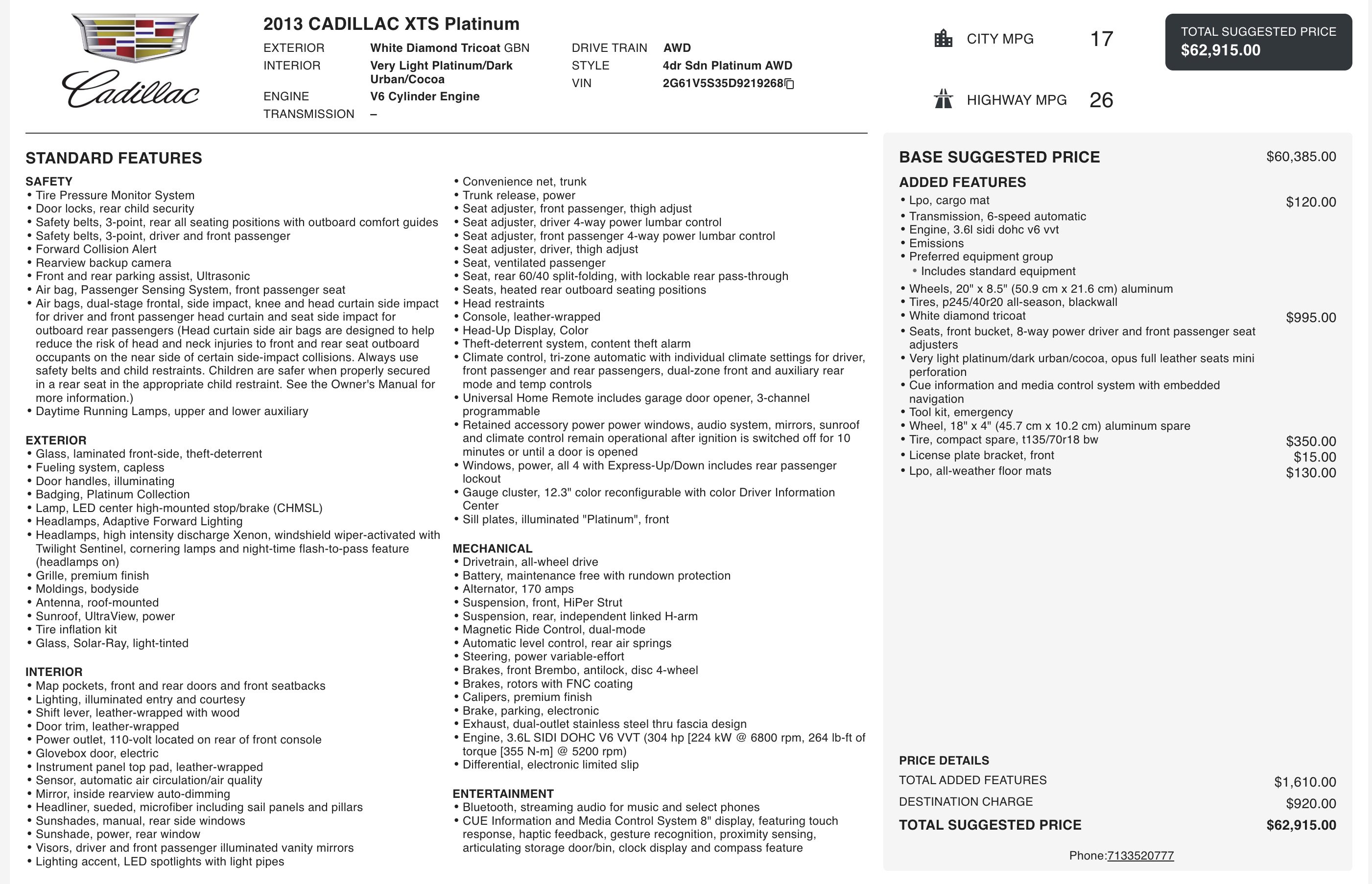 Used 2013 Cadillac XTS Platinum AWD/4WD image 4