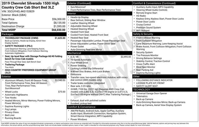 Certified 2019 Chevrolet Silverado 1500 High Country w/ Technology Package AWD/4WD image 10