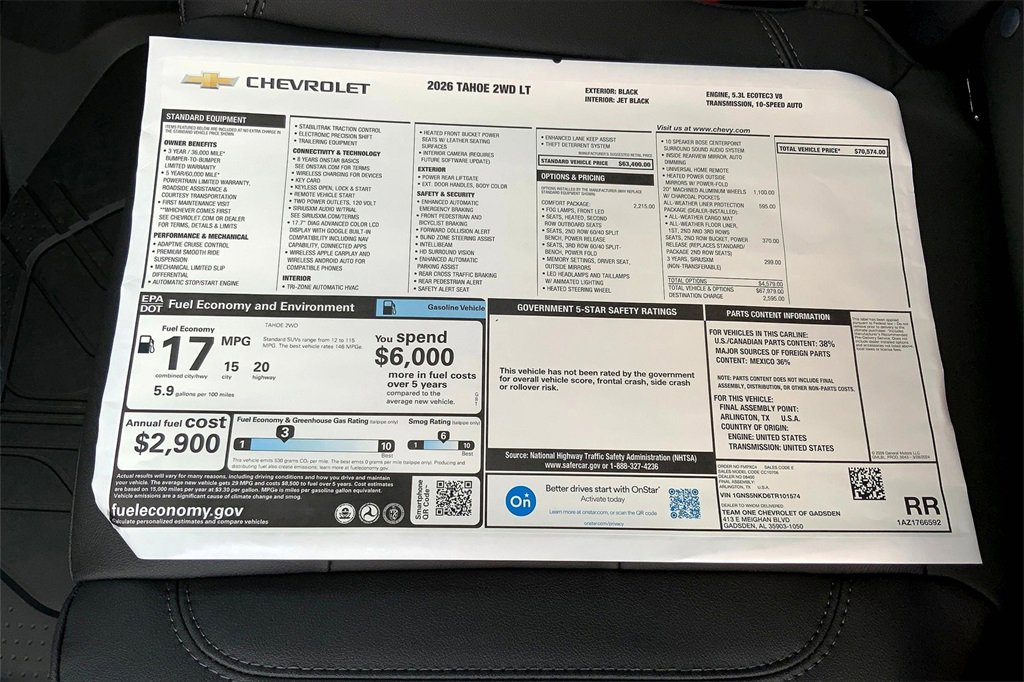 New 2026 Chevrolet Tahoe LT w/ Comfort Package image 16