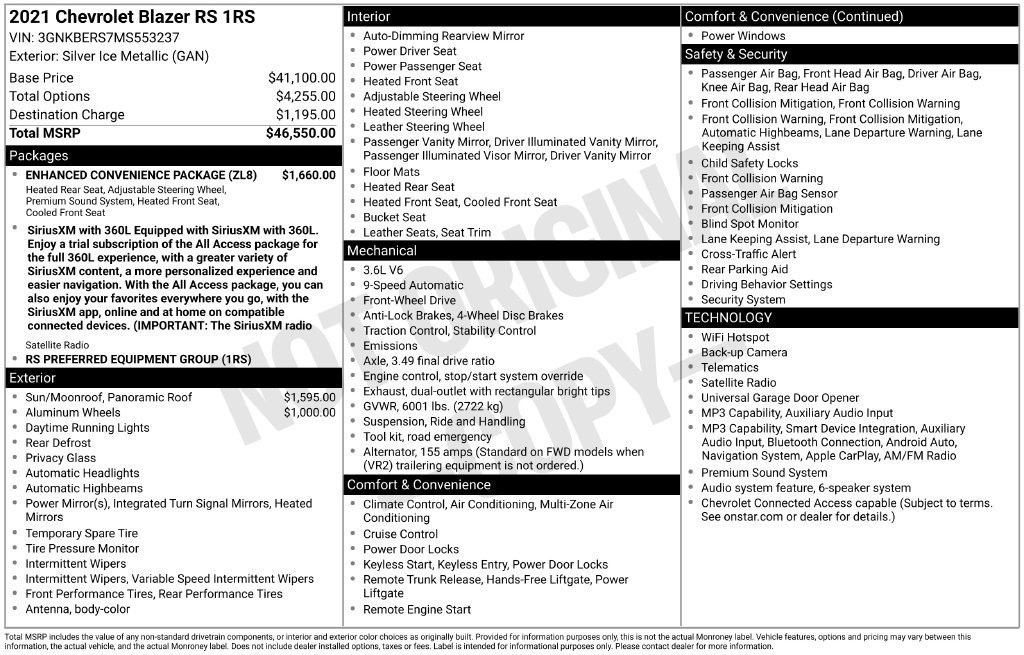 Certified 2021 Chevrolet Blazer RS w/ Enhanced Convenience Package FWD image 23