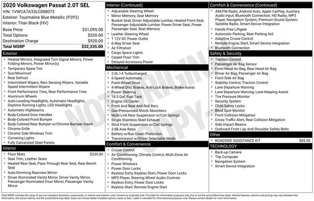 Used 2020 Volkswagen Passat 2.0T SEL image 33