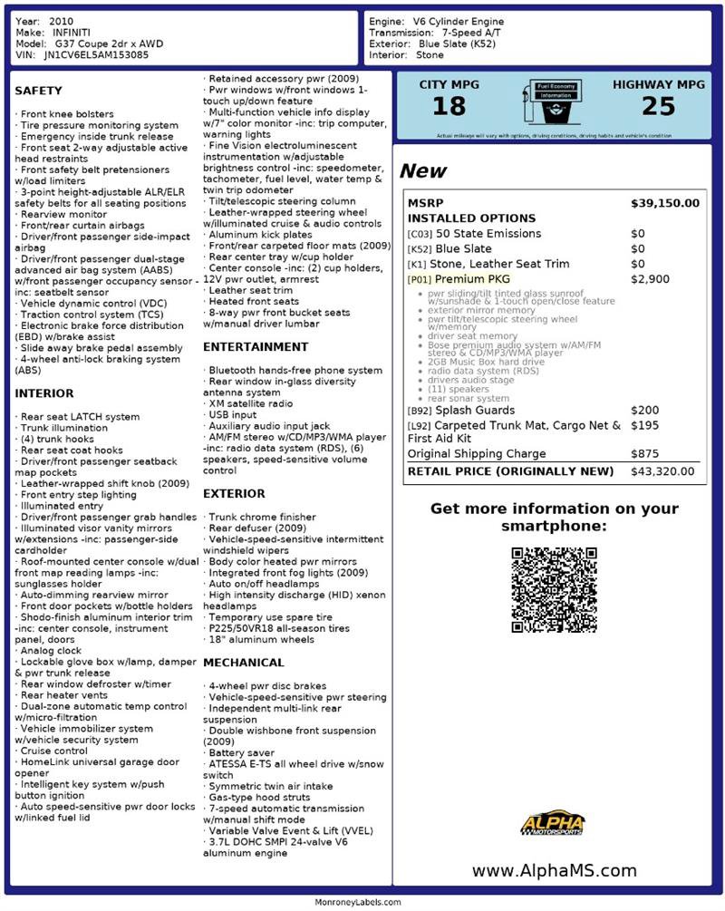 Used 2010 INFINITI G37 x w/ Premium Pkg image 3