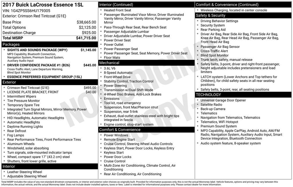 Used 2017 Buick LaCrosse Essence w/ Sights and Sounds Package image 12